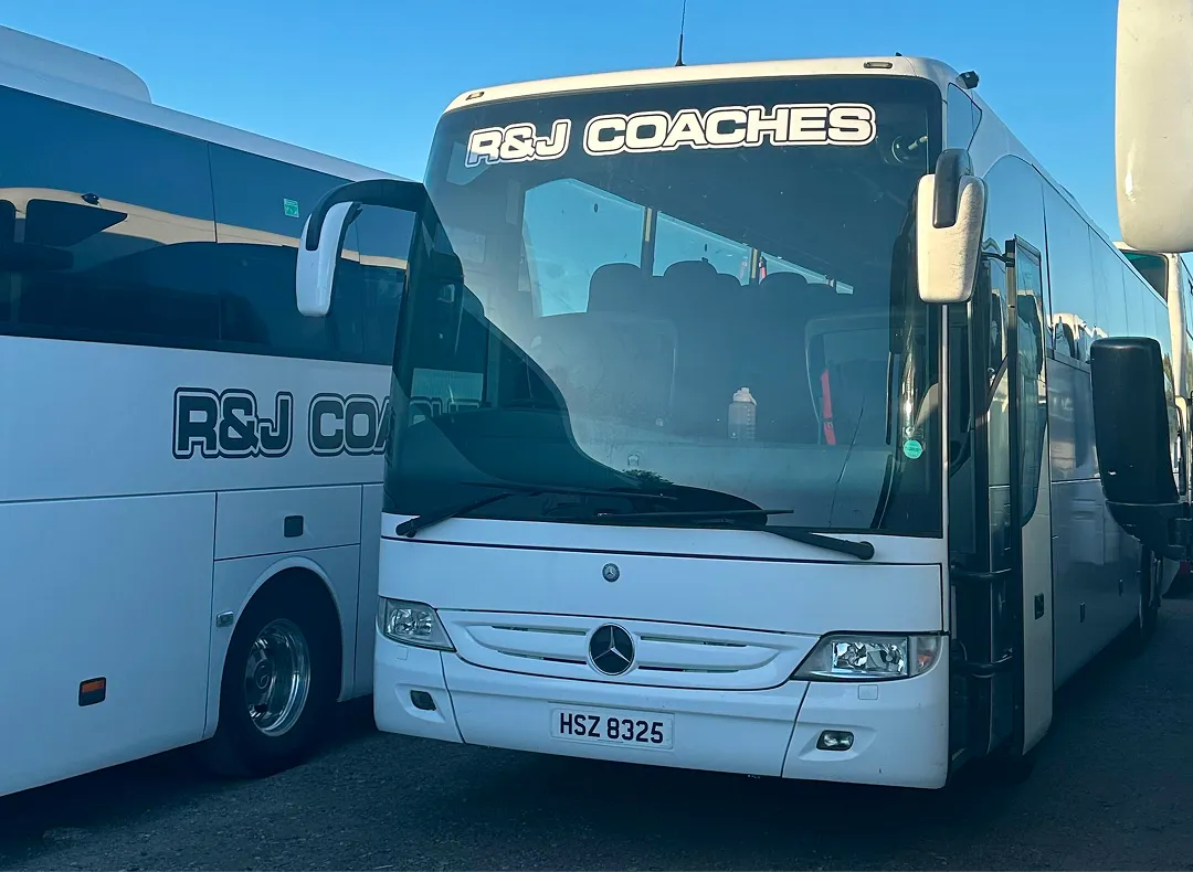 R&J Coaches yard and vehicle fleet